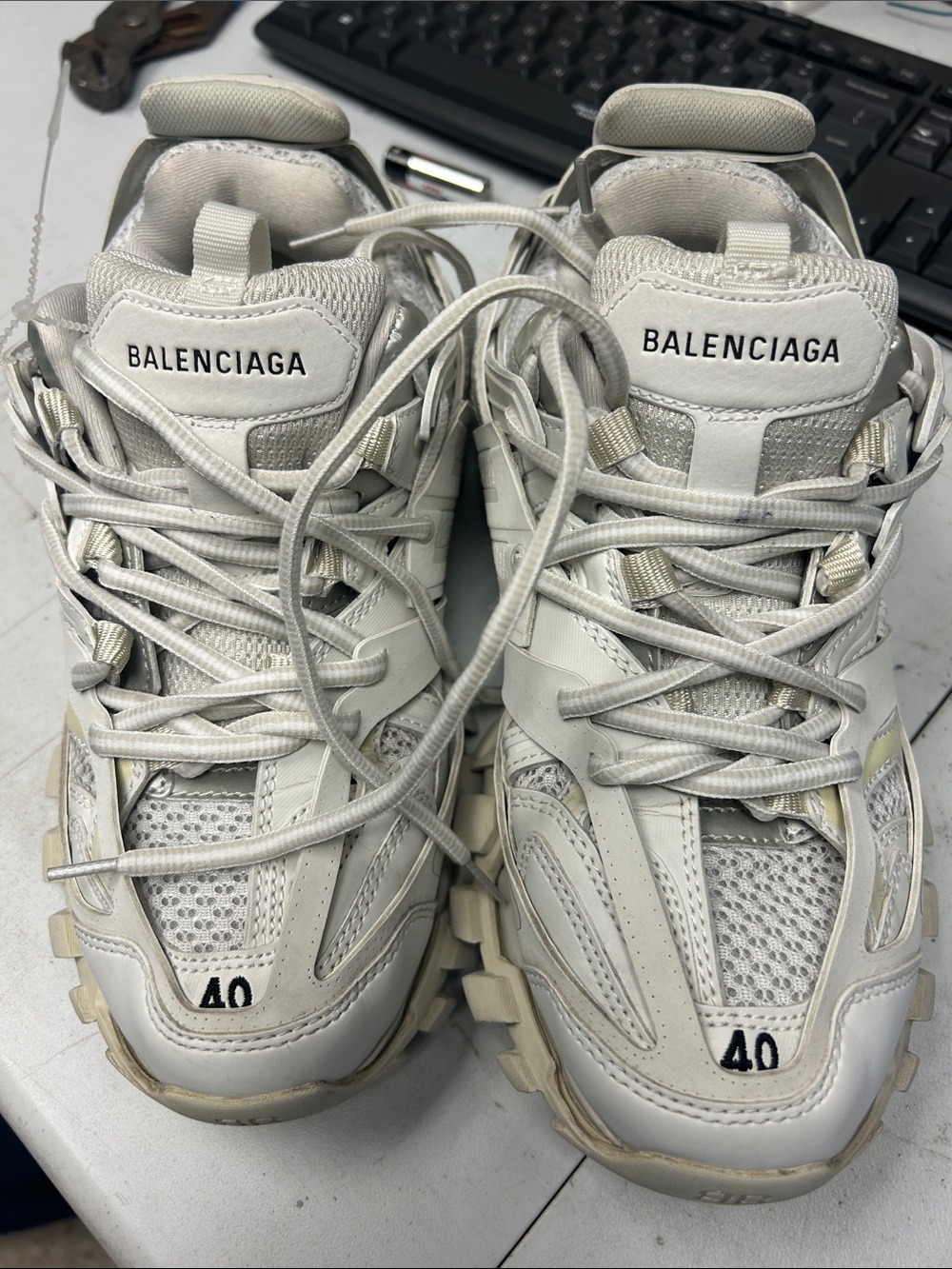 Balenciaga Chunky track Trainer Sneakers in Off-White/Cream